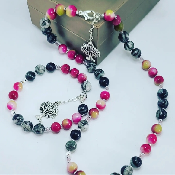 Rainbow Agate, rutilated Quartz set - Picture 4 of 4